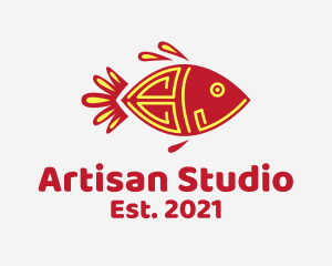 Aztec Tribal Fish  logo design