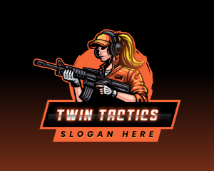 Gaming Female Tactical Gunner logo design