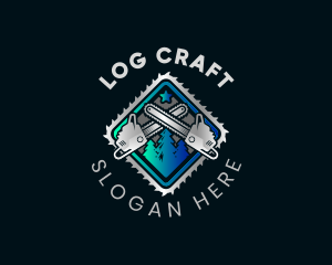 Chainsaw Wood Logging logo design