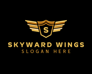 Aviation Shield Wings logo design