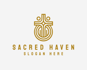 Golden Church Crucifix logo design