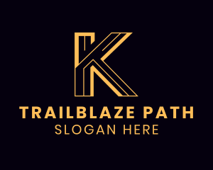 Maze Road Path Map Letter K logo