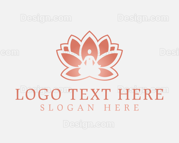 Sitting Lotus Heart Flower Logo