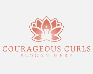 Sitting Lotus Heart Flower Logo