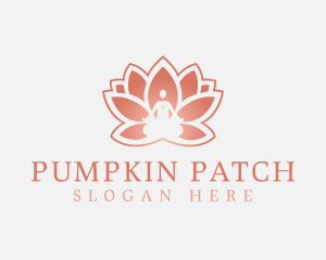 Sitting Lotus Heart Flower Logo