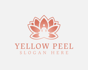 Sitting Lotus Heart Flower Logo