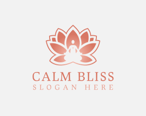 Sitting Lotus Heart Flower logo design