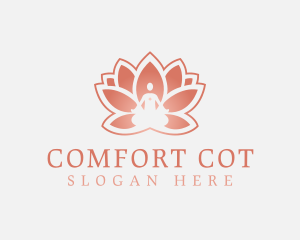 Sitting Lotus Heart Flower logo design