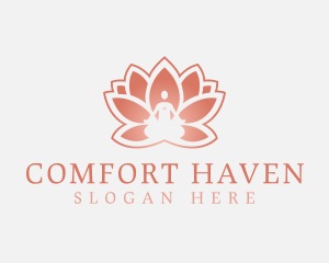 Sitting Lotus Heart Flower logo design