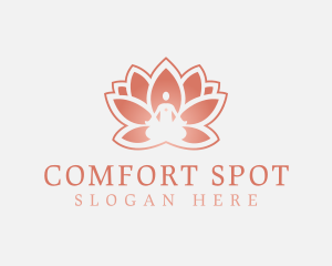 Sitting Lotus Heart Flower logo design