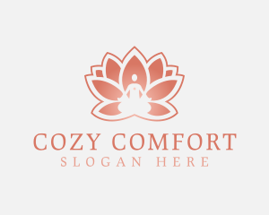 Sitting Lotus Heart Flower logo design