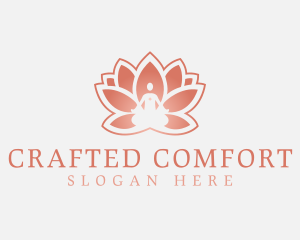 Sitting Lotus Heart Flower logo design