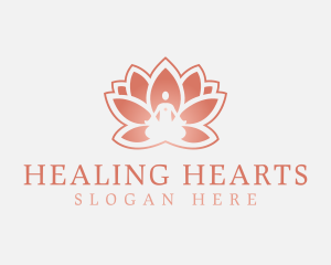 Sitting Lotus Heart Flower logo design