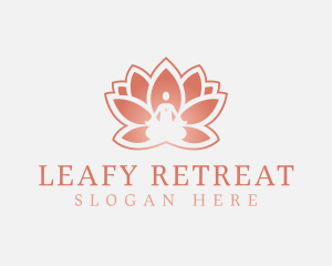 Sitting Lotus Heart Flower logo design