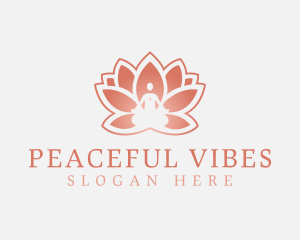 Sitting Lotus Heart Flower logo design