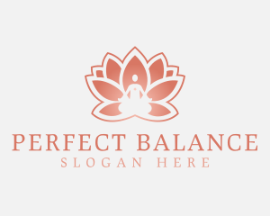 Sitting Lotus Heart Flower logo design