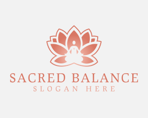 Sitting Lotus Heart Flower logo design