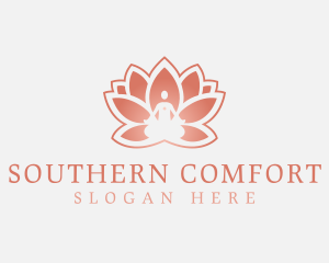 Sitting Lotus Heart Flower logo design