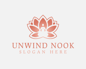 Sitting Lotus Heart Flower logo design