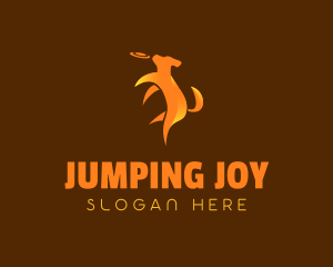 Pet Dog Jump Frisbee logo design