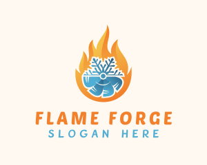 Flame Snowflake Fan logo design