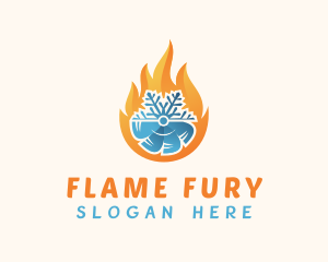 Flame Snowflake Fan logo design