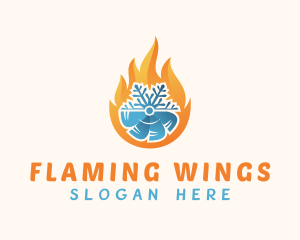 Flame Snowflake Fan logo design