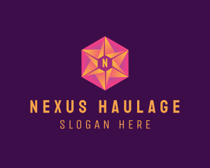 Hexagon Star Tech Business logo design