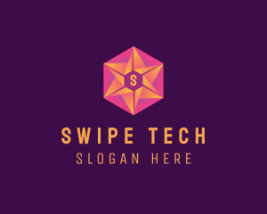 Hexagon Star Tech Business logo design