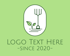 Gardening Rake Leaf logo design