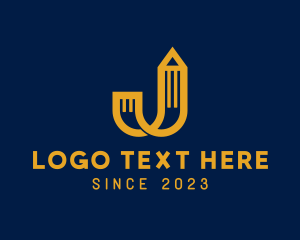 Golden Pencil Letter J logo