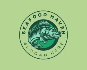 Seafood Swimming Fish  logo design