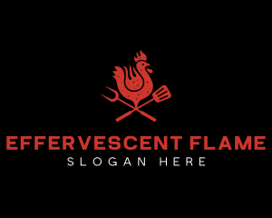 Flame Grill BBQ Chicken logo design