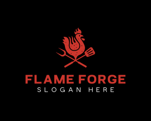 Flame Grill BBQ Chicken logo design