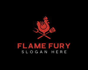 Flame Grill BBQ Chicken logo design