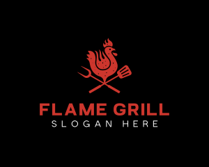 Flame Grill BBQ Chicken logo design