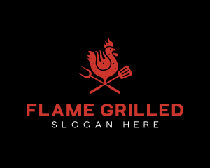 Flame Grill BBQ Chicken logo design