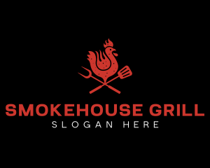 Flame Grill BBQ Chicken logo design