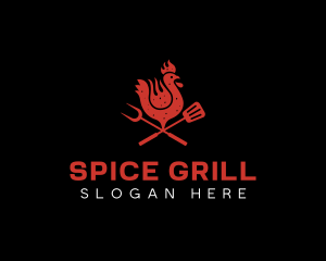 Flame Grill BBQ Chicken logo design