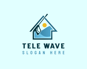 House Wave Pressure Washer logo design