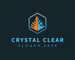 Hexagon Fire Ice Cube logo design