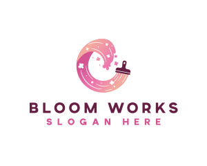 Floral Paint Paintbrush  logo design