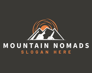 Rustic Mountain Sun logo design