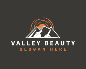 Rustic Mountain Sun logo design