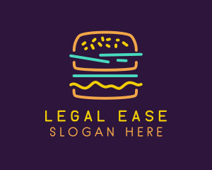 Neon Hamburger Snack Logo