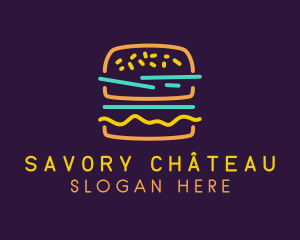 Neon Hamburger Snack logo design