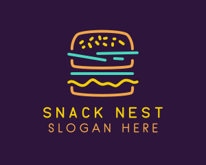 Neon Hamburger Snack logo design