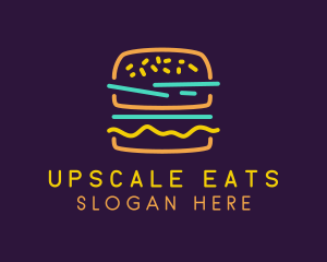 Neon Hamburger Snack logo design