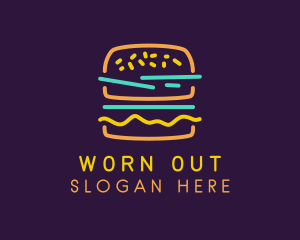 Neon Hamburger Snack logo design