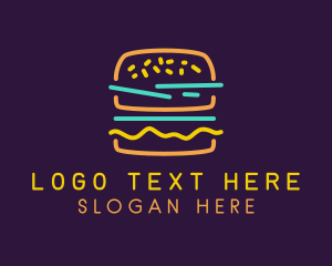 Snack - Neon Hamburger Snack logo design